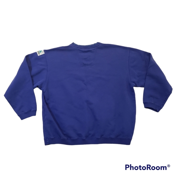 Vintage 90s Adidas Equipment Crewneck Sweatshirt Size Large Blue Embroidered. - Picture 2 of 6
